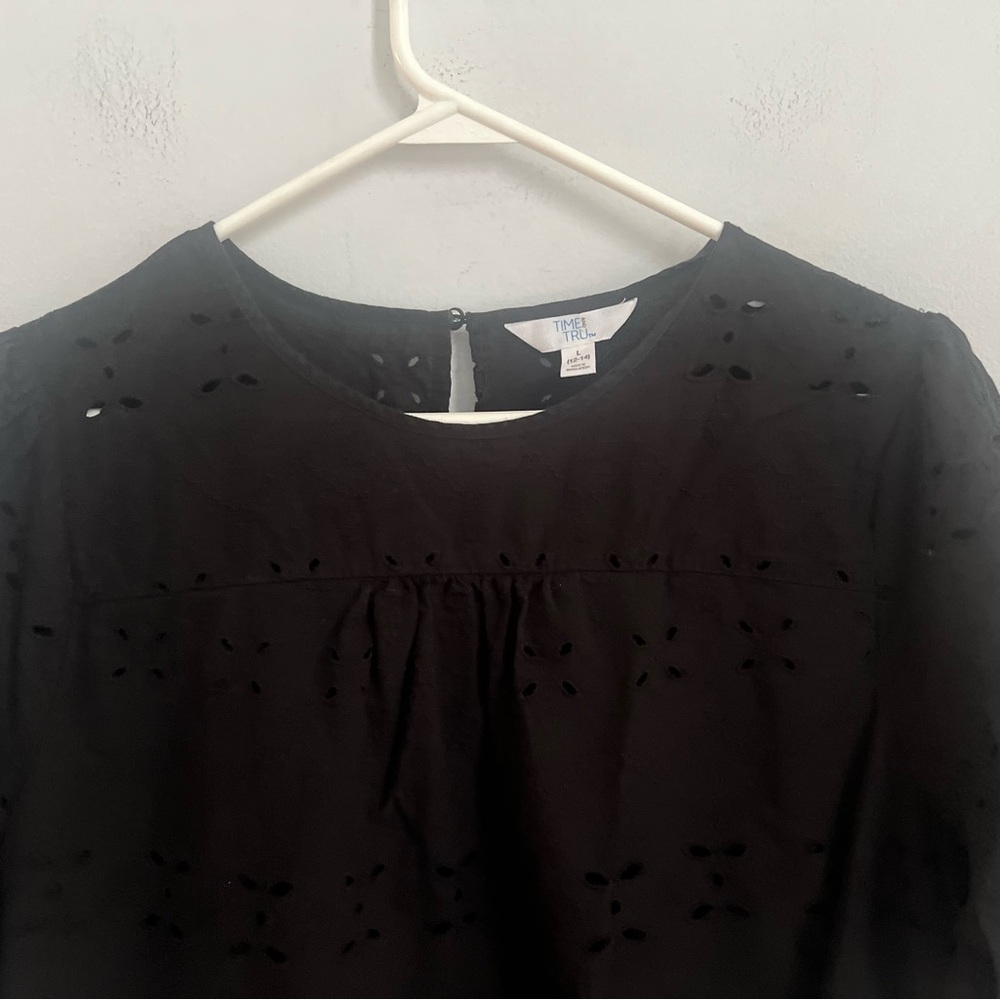 Time and Tru Black Eyelet Top - Picture 7 of 12